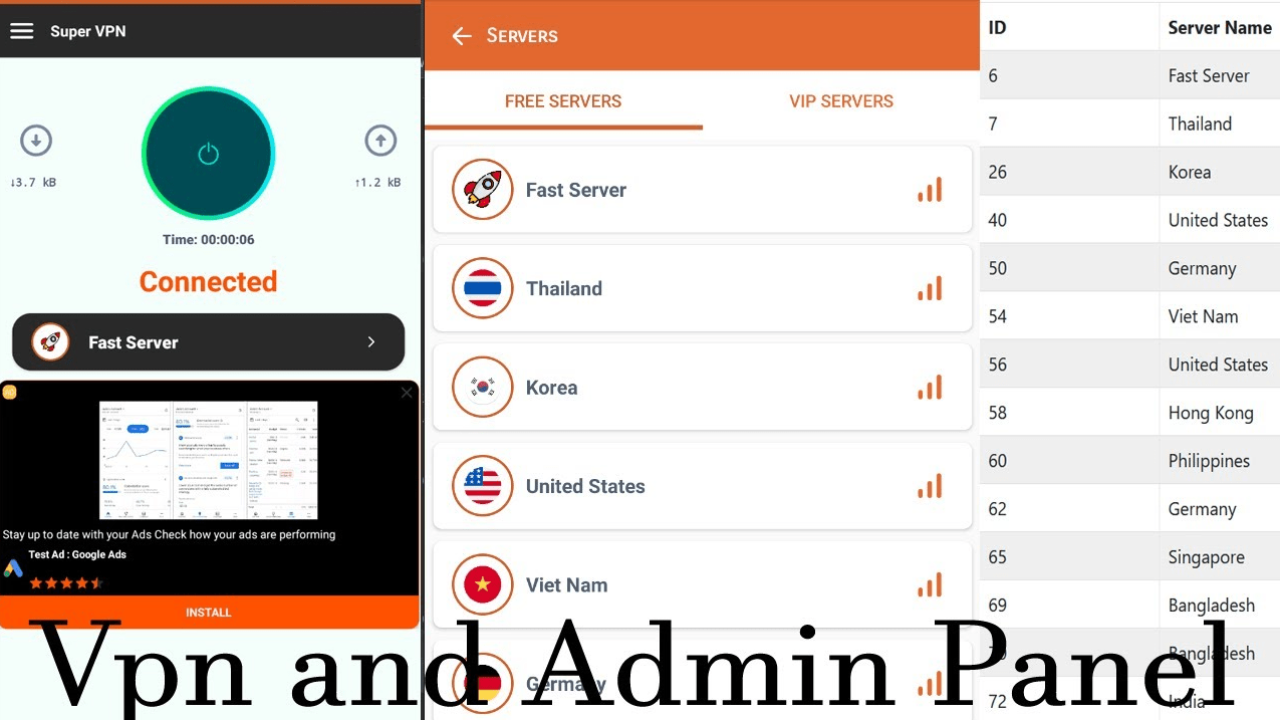 Super VPN and Admin Panel | with Admob Ads | Vpngate Server